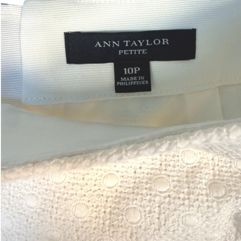 Ann Taylor Petite Ivory Textured Dot Jacquard Pencil Skirt 10P Classic Office - Picture 5 of 7